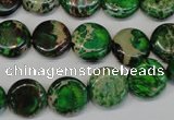 CDE170 15.5 inches 12mm flat round dyed sea sediment jasper beads