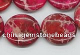 CDE18 15.5 inches 25mm flat round dyed sea sediment jasper beads