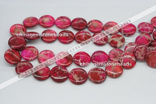 CDE18 15.5 inches 25mm flat round dyed sea sediment jasper beads