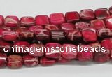 CDE19 15.5 inches 8*8mm square dyed sea sediment jasper beads