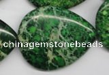 CDE195 15.5 inches 30*40mm flat teardrop dyed sea sediment jasper beads