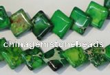 CDE204 15.5 inches 10*10mm diamond dyed sea sediment jasper beads