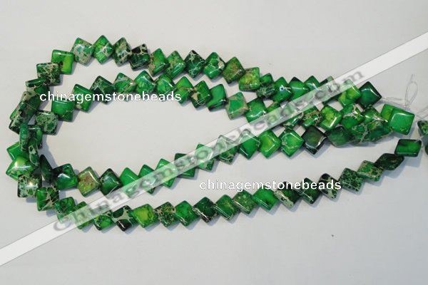 CDE204 15.5 inches 10*10mm diamond dyed sea sediment jasper beads