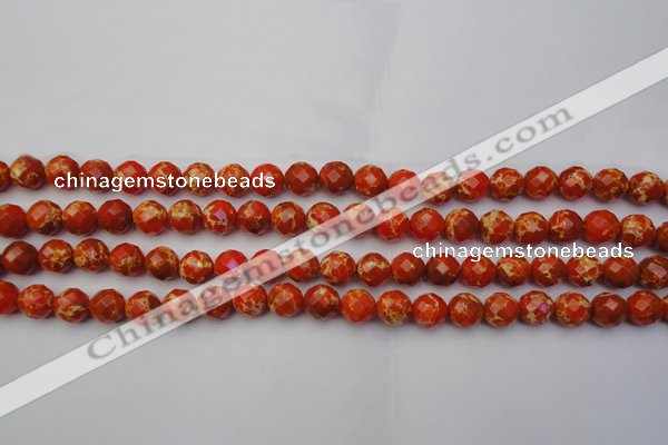 CDE2100 15.5 inches 6mm faceted round dyed sea sediment jasper beads