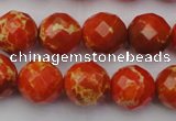 CDE2103 15.5 inches 12mm faceted round dyed sea sediment jasper beads