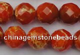 CDE2105 15.5 inches 16mm faceted round dyed sea sediment jasper beads