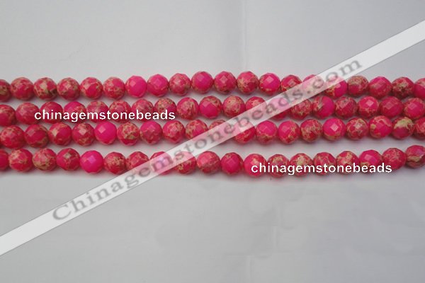 CDE2110 15.5 inches 6mm faceted round dyed sea sediment jasper beads