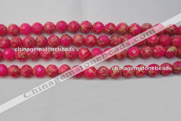 CDE2113 15.5 inches 12mm faceted round dyed sea sediment jasper beads