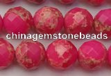 CDE2114 15.5 inches 14mm faceted round dyed sea sediment jasper beads