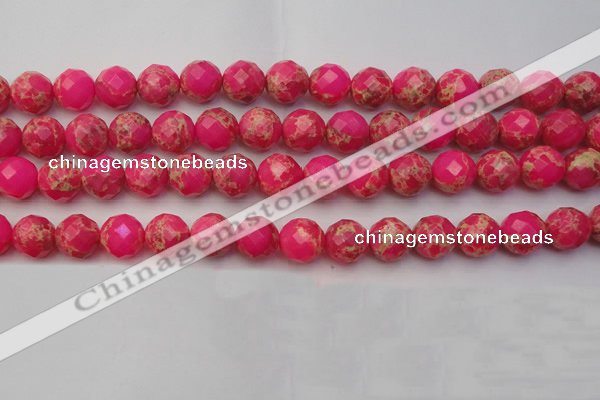 CDE2114 15.5 inches 14mm faceted round dyed sea sediment jasper beads