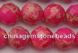 CDE2115 15.5 inches 16mm faceted round dyed sea sediment jasper beads