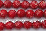 CDE2120 15.5 inches 6mm faceted round dyed sea sediment jasper beads