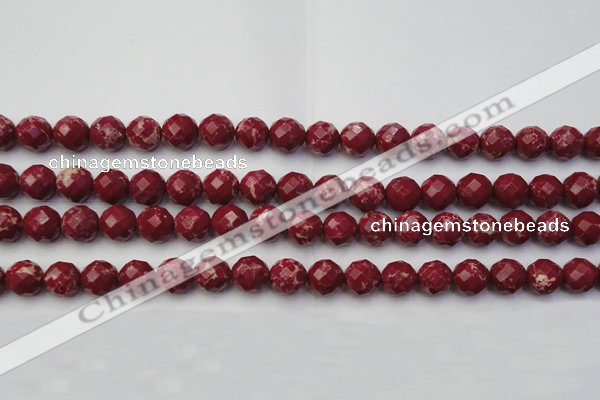 CDE2133 15.5 inches 12mm faceted round dyed sea sediment jasper beads