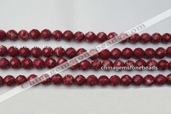 CDE2135 15.5 inches 16mm faceted round dyed sea sediment jasper beads