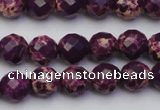 CDE2141 15.5 inches 8mm faceted round dyed sea sediment jasper beads