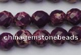 CDE2143 15.5 inches 12mm faceted round dyed sea sediment jasper beads