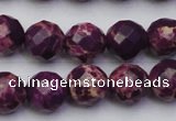 CDE2144 15.5 inches 14mm faceted round dyed sea sediment jasper beads