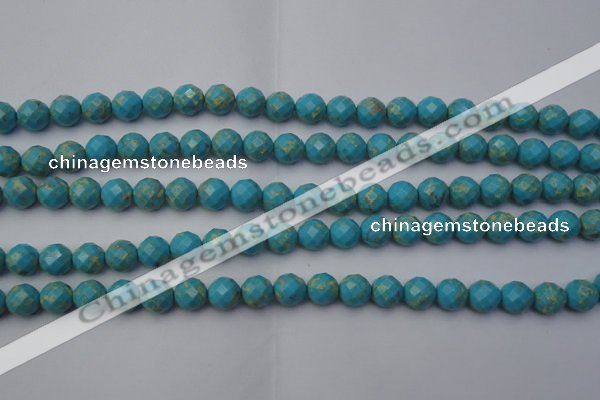 CDE2151 15.5 inches 8mm faceted round dyed sea sediment jasper beads