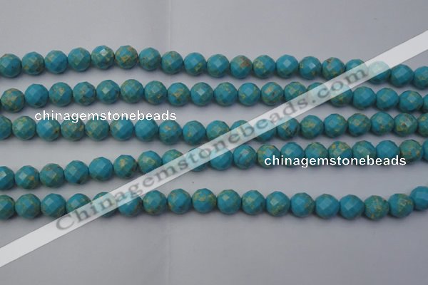 CDE2152 15.5 inches 10mm faceted round dyed sea sediment jasper beads