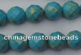 CDE2153 15.5 inches 12mm faceted round dyed sea sediment jasper beads