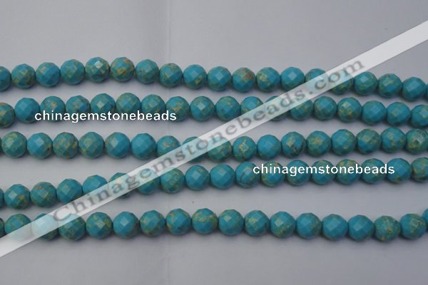 CDE2153 15.5 inches 12mm faceted round dyed sea sediment jasper beads