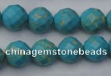 CDE2154 15.5 inches 14mm faceted round dyed sea sediment jasper beads