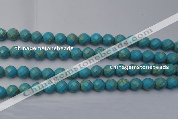 CDE2156 15.5 inches 18mm faceted round dyed sea sediment jasper beads