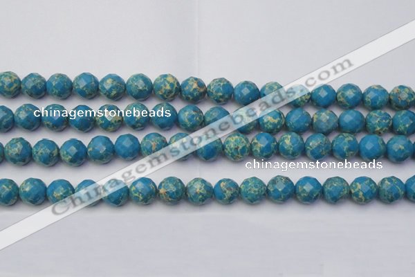 CDE2163 15.5 inches 12mm faceted round dyed sea sediment jasper beads