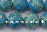 CDE2169 15.5 inches 24mm faceted round dyed sea sediment jasper beads