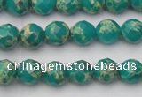 CDE2170 15.5 inches 6mm faceted round dyed sea sediment jasper beads