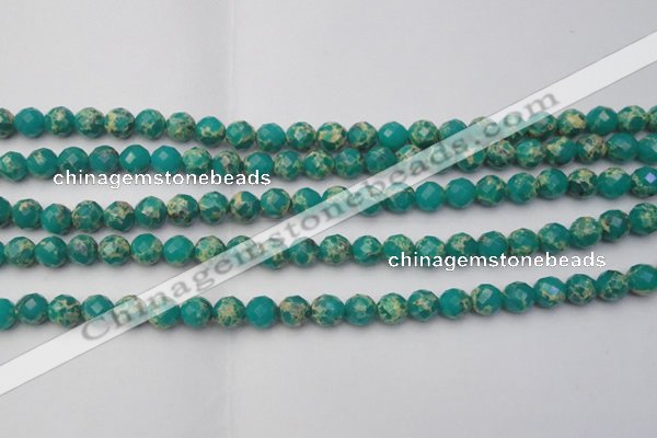 CDE2170 15.5 inches 6mm faceted round dyed sea sediment jasper beads
