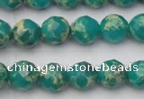 CDE2172 15.5 inches 10mm faceted round dyed sea sediment jasper beads