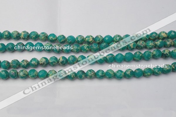 CDE2172 15.5 inches 10mm faceted round dyed sea sediment jasper beads