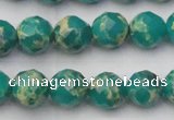 CDE2173 15.5 inches 12mm faceted round dyed sea sediment jasper beads