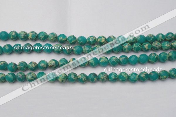 CDE2173 15.5 inches 12mm faceted round dyed sea sediment jasper beads