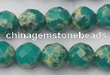 CDE2174 15.5 inches 14mm faceted round dyed sea sediment jasper beads