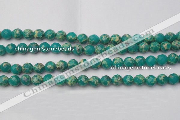 CDE2174 15.5 inches 14mm faceted round dyed sea sediment jasper beads