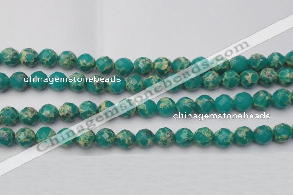 CDE2175 15.5 inches 16mm faceted round dyed sea sediment jasper beads