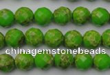 CDE2180 15.5 inches 6mm faceted round dyed sea sediment jasper beads