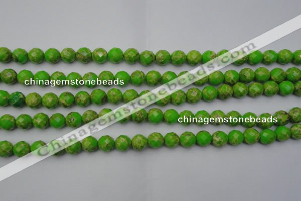 CDE2181 15.5 inches 8mm faceted round dyed sea sediment jasper beads
