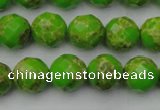 CDE2183 15.5 inches 12mm faceted round dyed sea sediment jasper beads