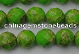 CDE2184 15.5 inches 14mm faceted round dyed sea sediment jasper beads