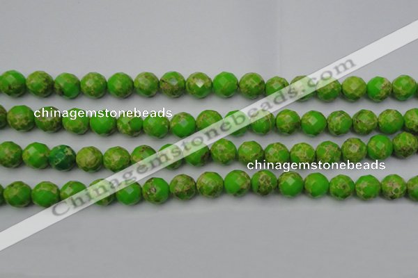 CDE2184 15.5 inches 14mm faceted round dyed sea sediment jasper beads