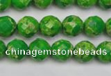 CDE2190 15.5 inches 6mm faceted round dyed sea sediment jasper beads