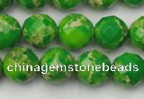 CDE2192 15.5 inches 10mm faceted round dyed sea sediment jasper beads