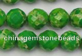 CDE2193 15.5 inches 12mm faceted round dyed sea sediment jasper beads