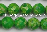 CDE2194 15.5 inches 14mm faceted round dyed sea sediment jasper beads