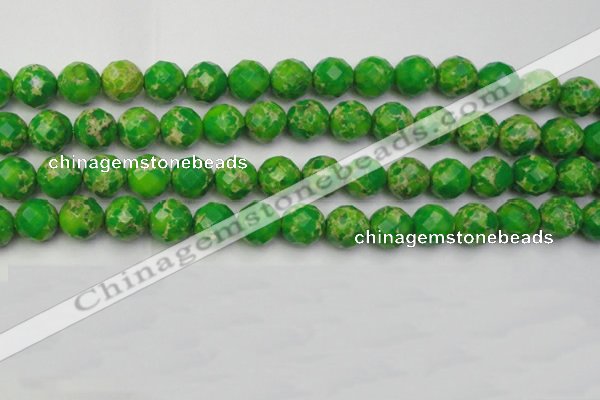 CDE2194 15.5 inches 14mm faceted round dyed sea sediment jasper beads