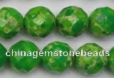 CDE2195 15.5 inches 16mm faceted round dyed sea sediment jasper beads