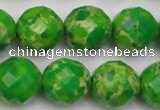 CDE2196 15.5 inches 18mm faceted round dyed sea sediment jasper beads